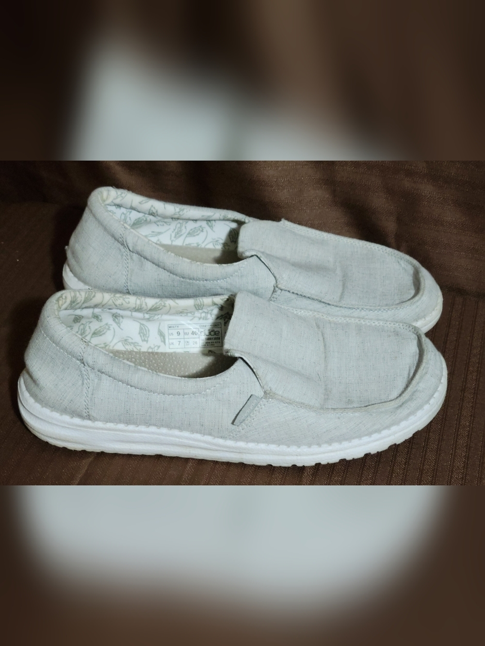 Hey Dude Misty Pale Gray Canvas Slip-On Loafers